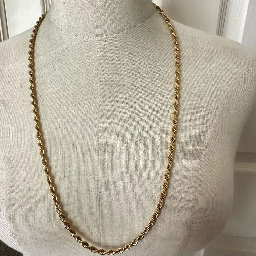 Monet vintage gold plated long twisted  rope necklace